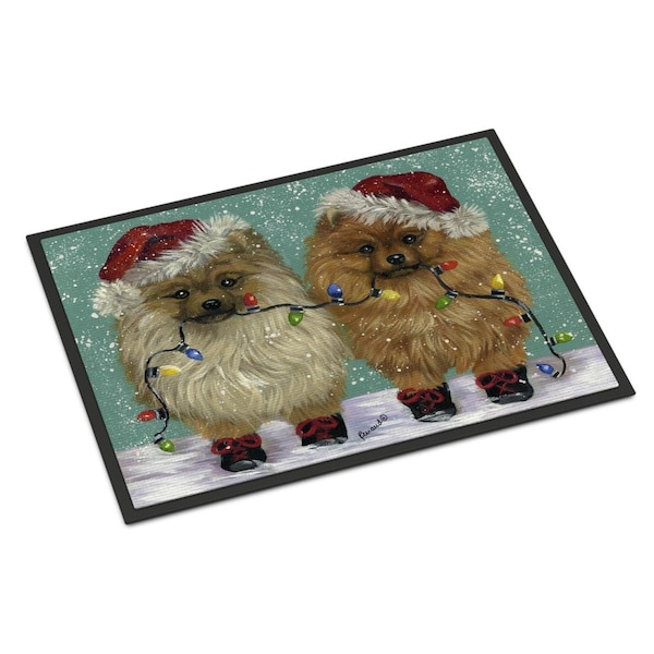 Carolines Treasures 24 x 36 in. Pomeranian Christmas Lighten Up Indoor or Outdoor Mat PPP3267JMAT - main